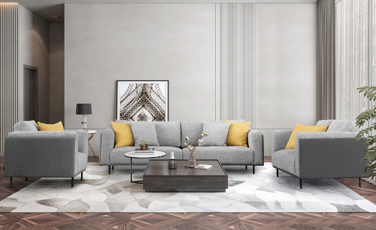 GREY FABRIC SOFA 7 SEATER (DG 6092)